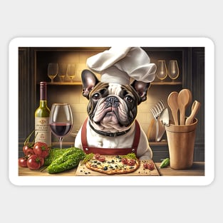 French Bulldog Pizza Chef Greeting Card Sticker